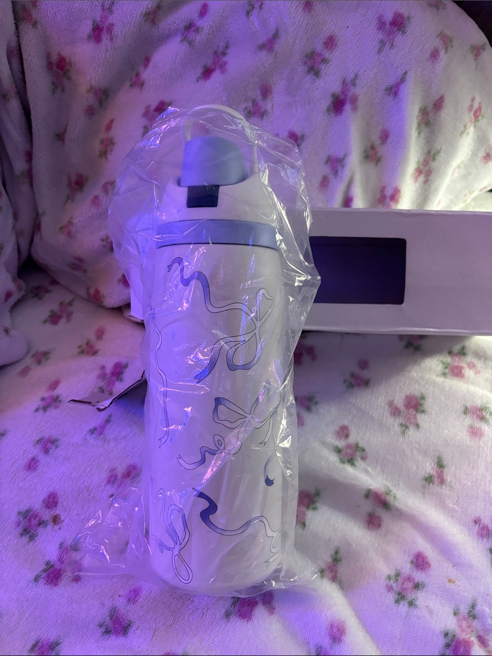 White & light Blue Water Bottle